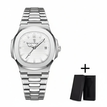 Luxury Watch Business 50 ATM Waterproof Male Clock Luminous Date Stainless Steel Square Quartz Men Watches Reloj Hombre